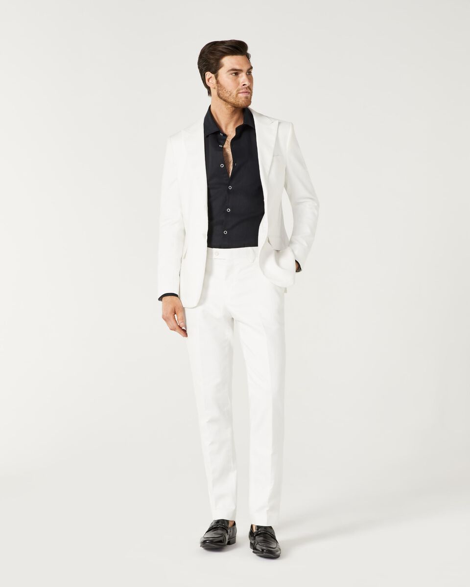 Mens Ivory Relaxed Slim Linen Tailored Suit Jacket